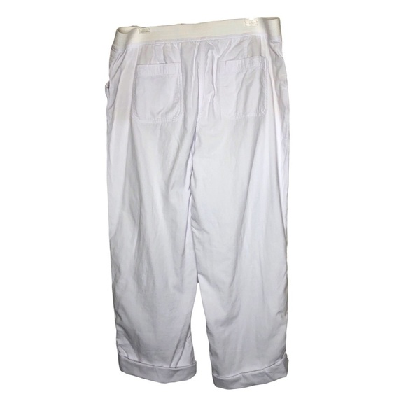 TALBOTS - White 100% Cotton Lightweight Roll-Up Cuff Pants w/Pockets - Size 16 - Picture 2 of 5